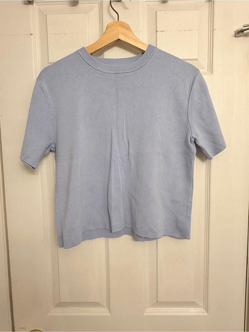 Short-Sleeve Crewneck Top in Light Blue